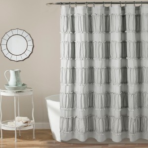 Nova Ruffle Shower Curtain Gray - Lush Décor