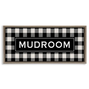 Stupell Industries Mudroom Classic New England Plaid Black Framed Floater Canvas Wall Art - 1 of 4