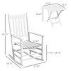 Outdoor Rocking Chair Set of 2 with Side Table, Patio Wooden Rocking Chair with Smooth Armrests, High Back for Garden, Balcony, Porch - 3 of 4