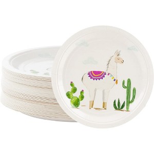 Blue Panda Disposable Plates - 80-Count Paper Plates, Llama Party Supplies, Kids Birthdays, 9 x 9 inches - 1 of 4