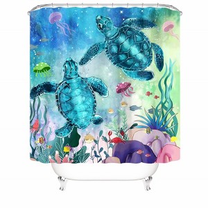 Two Turtles Shower Curtains for Bathroom Waterproof Fabric Bath Curtain Durable Soft Stylish Bathroom Decor 72x72 Inch - 1 of 1