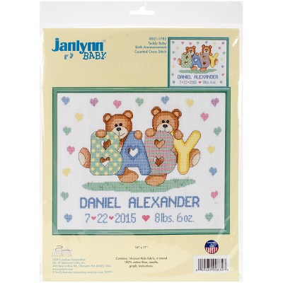 Janlynn Counted Cross Stitch Kit 14"X11"-Teddy Bear Sampler (14 Count)
