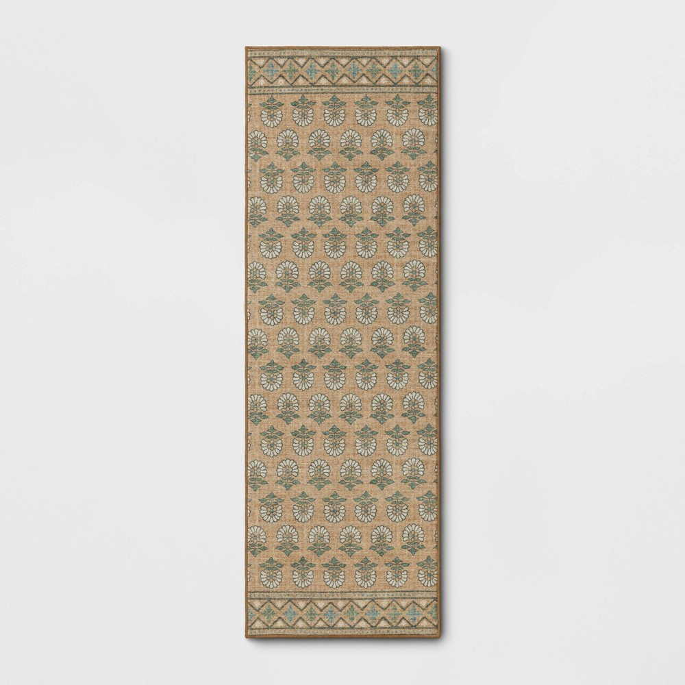 28"x84" Floral Block Memory Foam Runner Rug Yellow - Threshold™