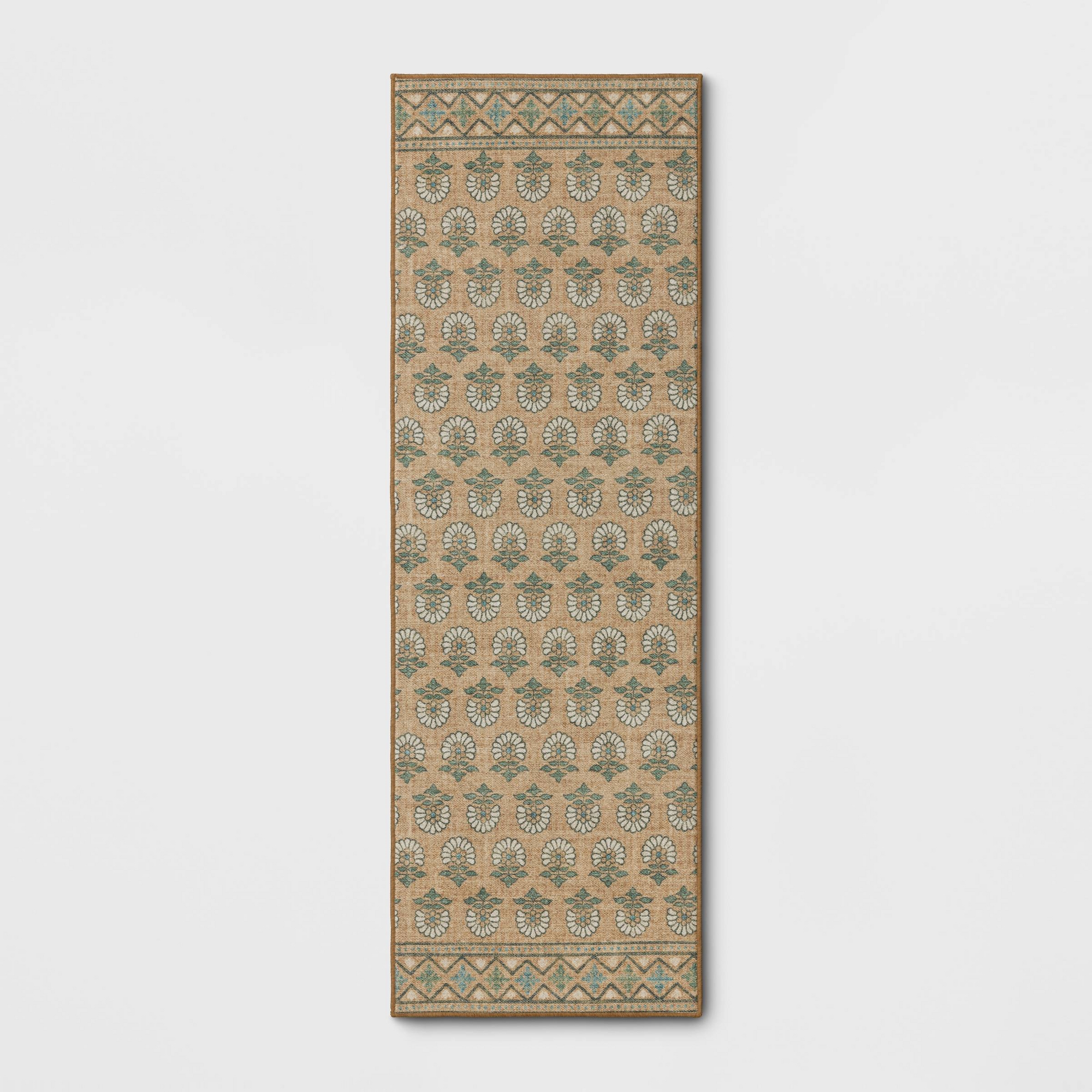28"x84" Floral Block Memory Foam Runner Rug Yellow - Threshold™