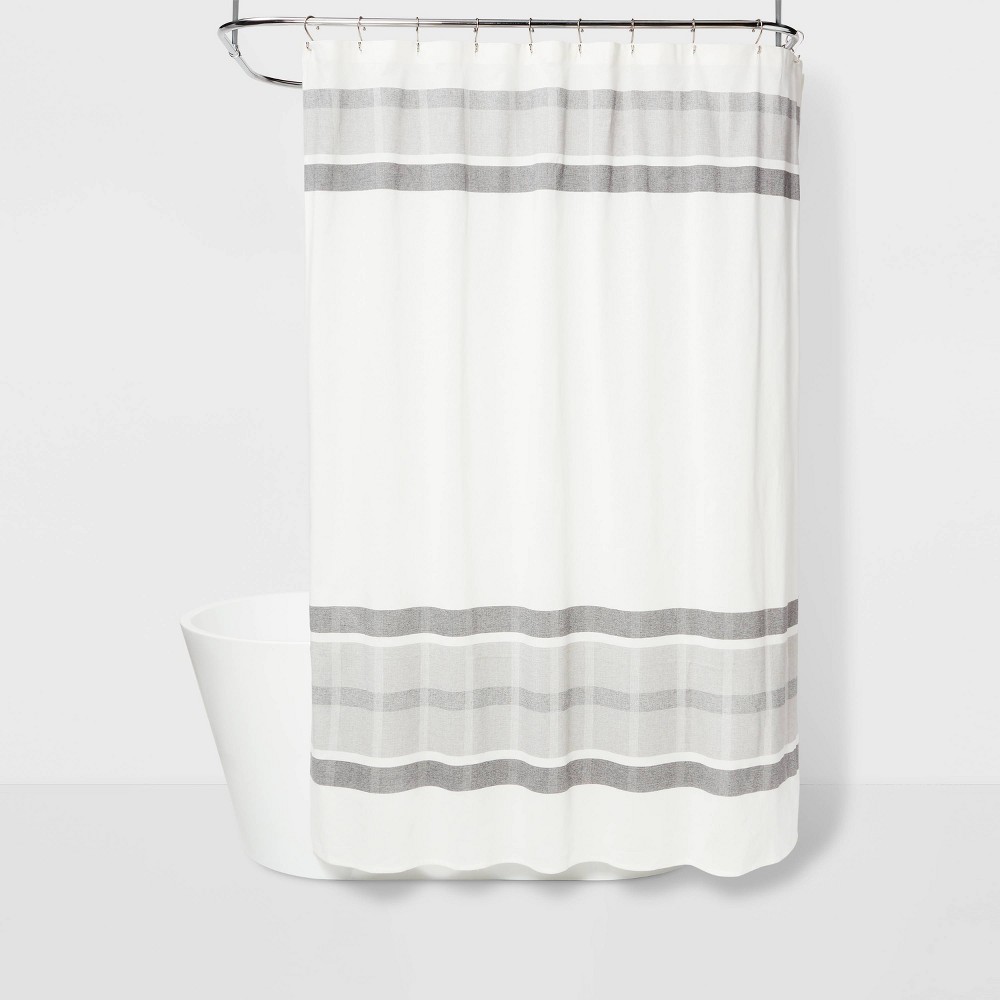 Engineered Plaid Shower Curtain White - Project 62™