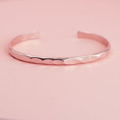 Wide Hammered Rose Gold Cuff Bracelet by Lotus Stone Jewelry