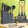 Kitchen Cooking Utensils & Knife Set with Block, Holder & Cutting Board  Premium Silicone Utensils Stainless Steel Coated Knives 19 Piece Set, Gray  – SCHUK LIMITED