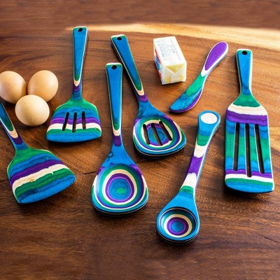 Baltique 7pc Mumbai Kitchen Utensil Set: Wood Cooking Tools, Spoon, Spurtle, Spatula, Multicolored, Hand Wash — фото 2