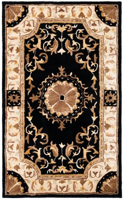 Empire Black and Ivory Hand-Tufted Wool Area Rug 3' x 5'