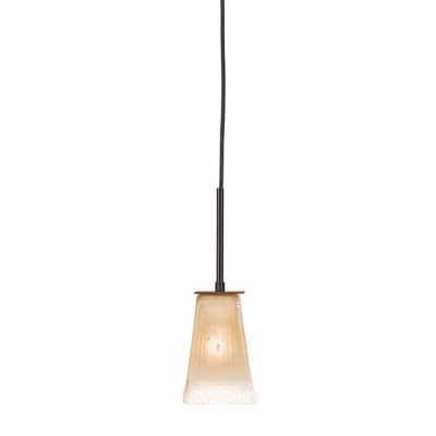 Toltec Lighting Apollo 1 - Light Pendant in  Dark Granite with 5" Square Amber Crystal  Shade