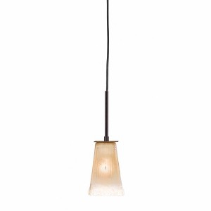 Toltec Lighting Apollo 1 - Light Pendant in  Dark Granite with 5" Square Amber Crystal  Shade - 1 of 1