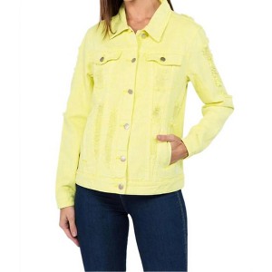 Women's Distressed Slim-Fit Denim Jacket - American Bazi - 1 of 3