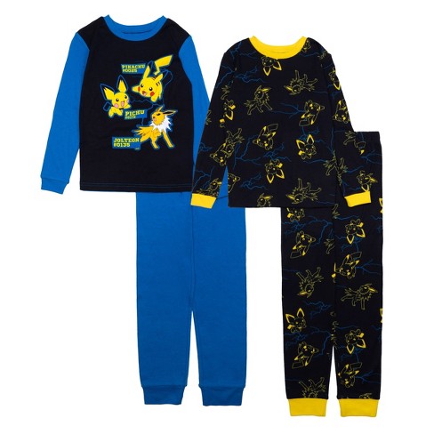 Pokemon Little big Boys Pikachu 4 piece Cotton Pajama Set Target