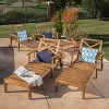 Perla 4pk Acacia Chaise Lounge - Teak - Christopher Knight Home: Outdoor Patio Furniture, Wheels, Water-Resistant - 2 of 4