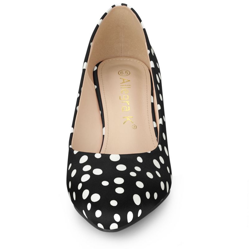 Allegra K Women's Pointed Toe Polka Dots Stiletto Heels Pumps, 3 of 7