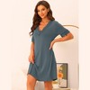 cheibear Women's Stretchy Lace Trim V Neck Short Sleeves Pajama Nightgowns - 2 of 4