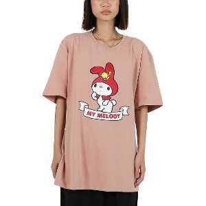 My Melody Garden Party Characters Sitting On Mushrooms Crew Neck Short Sleeve Lime Adult T-shirt - 1 of 1