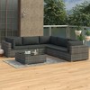 vidaXL Gray Poly Rattan 6-Piece Patio Lounge Set with Dark Gray Cushions - Outdoor Furniture with Powder-Coated Steel Frame for Garden and Patio - 2 of 4