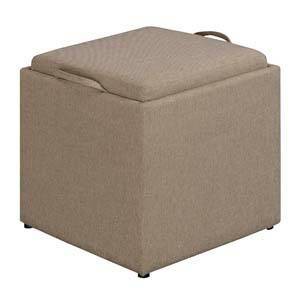 Park Avenue Single Ottoman with Stool Tan Fabric - Breighton Home