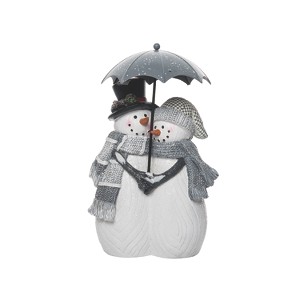 Transpac Resin 12.25 in. White Christmas Umbrella Snow Couple Decor - 1 of 4