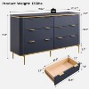 SinCiDo 54" Wide Modern Fluted 6 Drawer Dresser, Gold Accents, Wood TV Stand & Storage Dressers Organizer for Bedroom, Living Room - 2 of 4