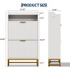 Fluted Shoe Cabinet with 2 Flip Drawers & Open Shelf, 44" Modern Entryway Storage Organizer, Wood Shoe Rack with Gold Handles for Hallway & Foyer - 2 of 4