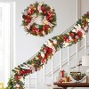 24 in Christmas Wreath for Front Door, Artificial Christmas Wreath with Timer, Xmas Wreath with Red Berries, Pine Cones, Ball Ornaments - 4 of 4