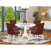 Round Dinette Set with 4 Chairs - Linen White Kitchen Table & Parson Chairs - 2 of 4