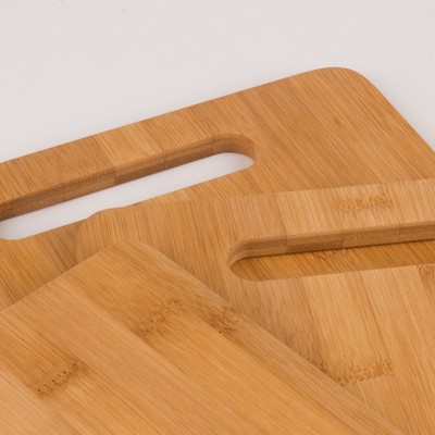 Bamboo Rectangular Cutting Board Set with Handles, 3-Piece