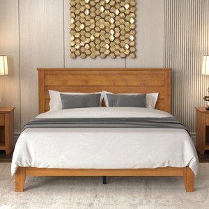 Galano Harlowin Wood Frame Queen Platform Bed With Headboard - 1 of 4