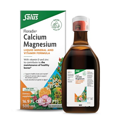 Floradix Calcium Magnesium Liquid Herbal & Mineral Supplement - Bone & Joint Support with Calcium, Magnesium, Vitamin D & Zinc - Vegetarian, Non-GMO
