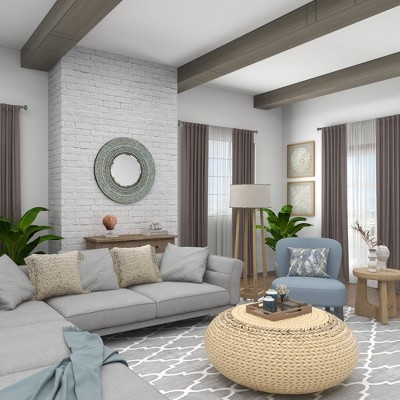 Coastal Charm Full-Length Oval Wood & Shell Wall Mirror