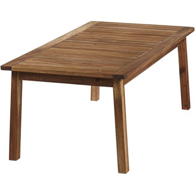 Rustic Acacia Wood Rectangular Outdoor Coffee Table 43" Brown Slat
