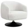 Boucle Fabric and Metal Swivel Accent Chair with Barrel Back, Channel Tufting and Tapered Arms - 2 of 4