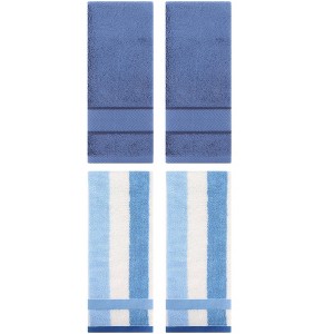 REGALWOVEN 4 Pcs Cotton Soft Comfortable Absorbent Striped Hand Towel - 1 of 4