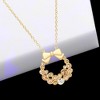 Slickblue Holiday Wreath Pendant Necklace for Women – 18K Gold Plated, Champagne Crystals, 16” + 3” Extender - 4 of 4