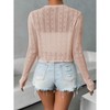 Women's Cute Handmade Cardigan Summer Little Sweater Lightweight Top with Small Flowers Pattern - 3 of 4
