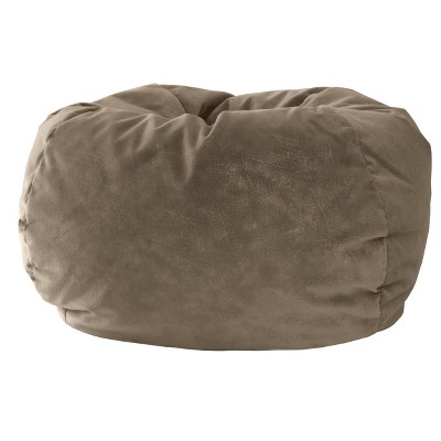 Kids' Micro-Fiber Suede Bean Bag Chair Beige - Gold Medal