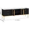 65 Inch TV Stand with LED Lights, Modern Entertainment Center for TVs Up to 75 Inch, Glass Doors, Wave Pattern, 4 Drawers, for Living Room - 2 of 4