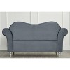 Velvet Rolled Arm Chesterfield Loveseat Sofa with Two Pillow,Tufted for Office Home - 3 of 4