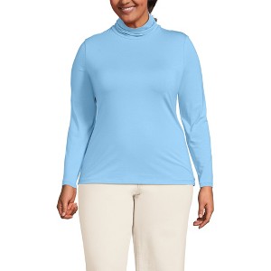 Lands' End Women's Lightweight Jersey Skimming Long Sleeve Turtleneck - 1 of 3