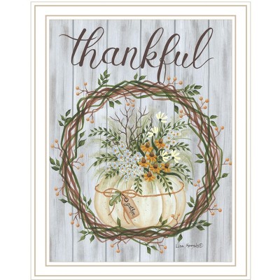 HomeRoots Thankful Wreath White Framed Print Wall Art