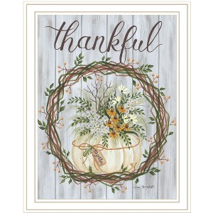 HomeRoots Thankful Wreath White Framed Print Wall Art - 1 of 3