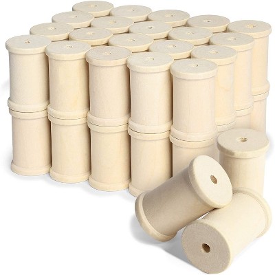 40 Pack Wood Spools 1.37" x 1.5", Splinter-Free Wooden Thread Spools for Unfinished DIY Wood Craft Projects and Wire Sewing
