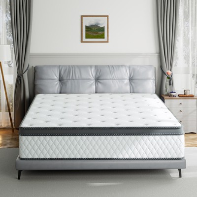 Swedrea Hybrid Mattress Breathable Medium Cooling Memory Foam Bed-in-a-Box White