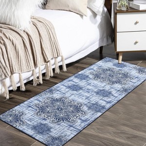 Area Rug Washable Rug Vintage Medallion Distressed Rug Non Slip Large Area Rug Low Pile Bedroom Rug Stain Resistant Living Room Rug - 1 of 4