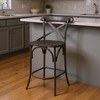 HomeRoots 26" Black Solid Wood and Iron Counter Height Bar Chair - 2 of 4