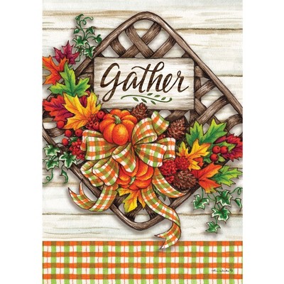 Home & Garden 18.0" Gather Basket Flag Autumn Pumpkins Ribbon Custom Decor  -  Flags