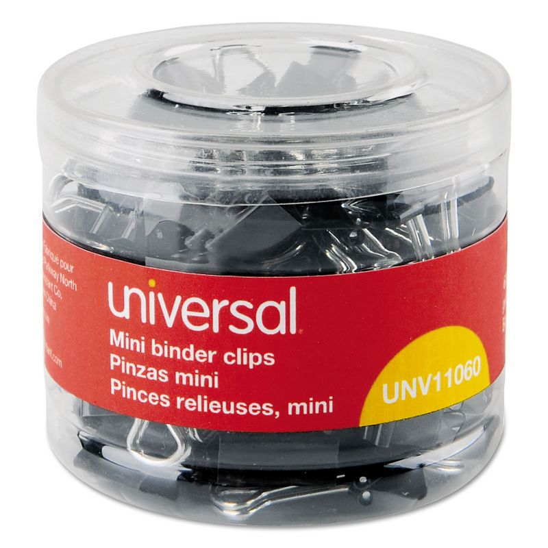 UNIVERSAL Mini Binder Clips 1/4" Capacity 1/2" Wide Black 60/Pack 11060, 2 of 7