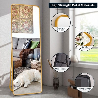 Full-Length Floor Mirror with Aluminum Alloy Frame - Freestanding & Wall-Mounted Design for Bedroom/Living Room-LIKEPAY